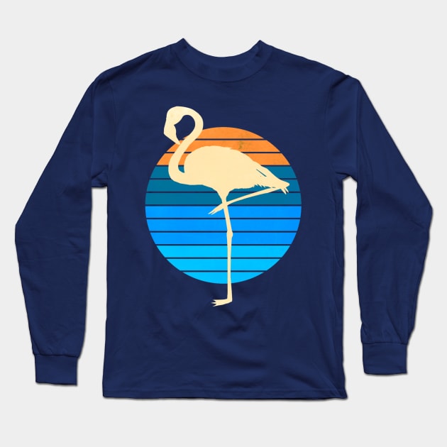 80s Flamingo Sunset Graphic Long Sleeve T-Shirt by AlondraHanley